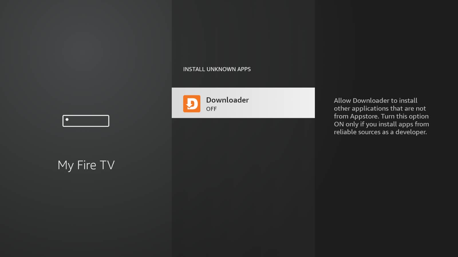 Step 12: Turn the install unknown apps ON for the downloader application