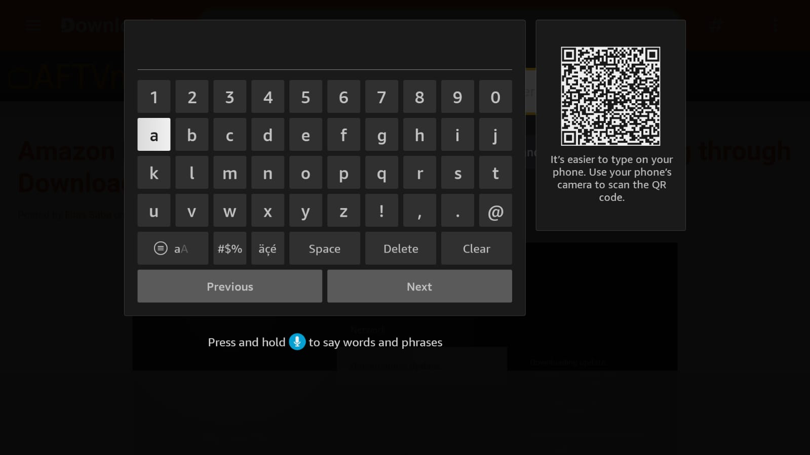 Step 8: Enter Downloader Code 1673845 and then select Next button