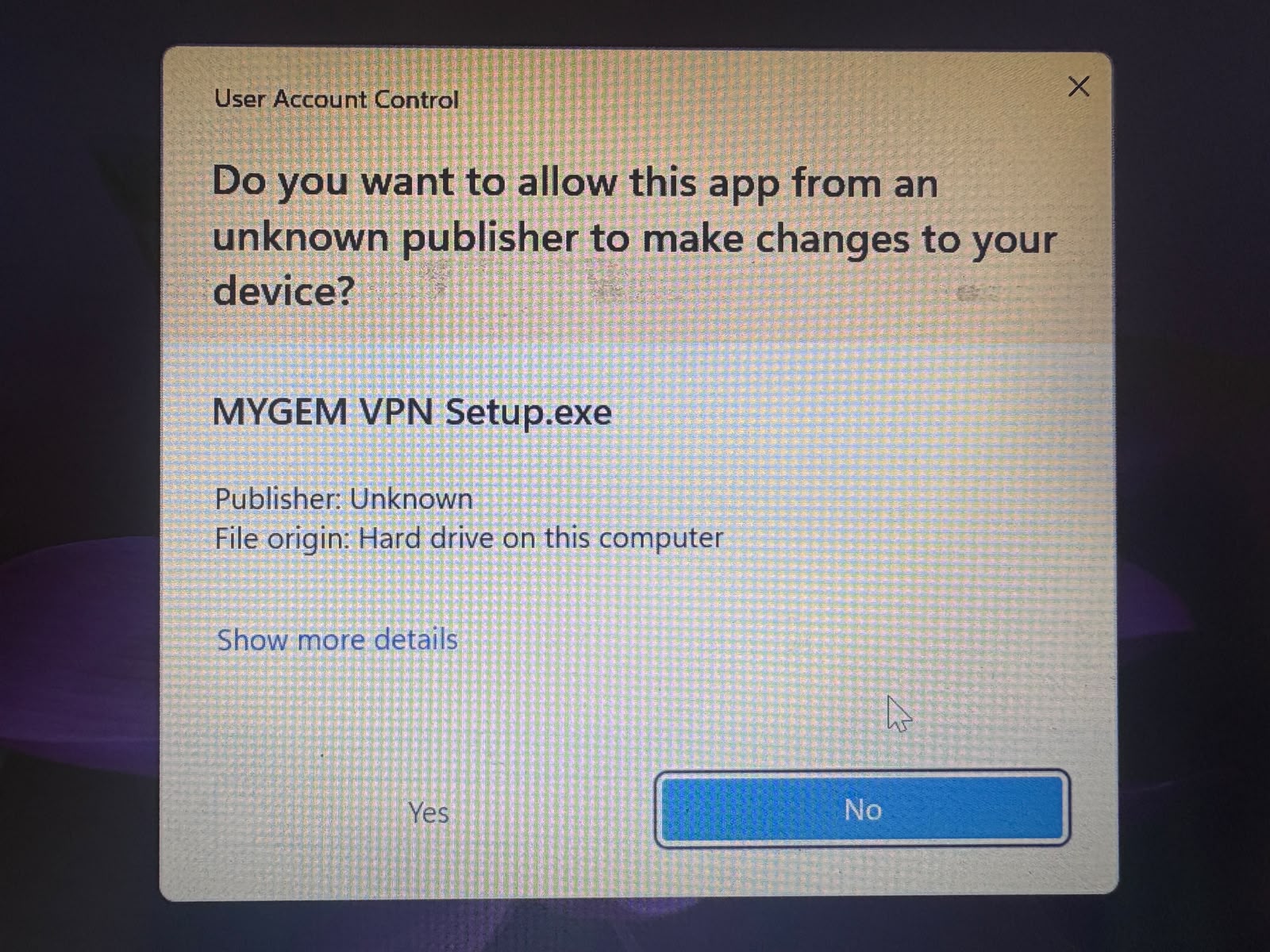 Step 6: User Account Control - Click "Yes"